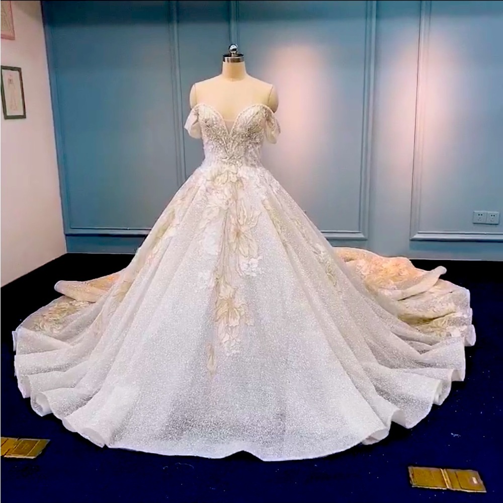 Custom made Beaded Cinderella Tulle Wedding Gown